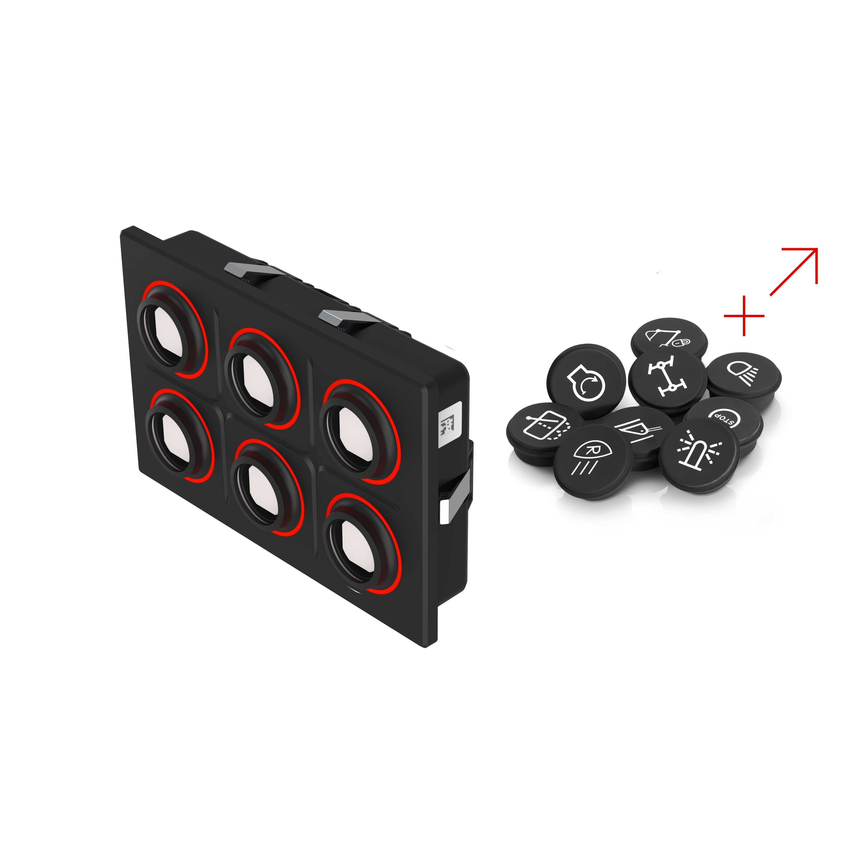09-0072.3132 用于符号配置的坚固键盘, 107.1 mm x 68.8 mm, 矩形, Würth Elektronik WR-MPC3, 16 Pins, 无符号, BASIC (Hardwired, Red LED)