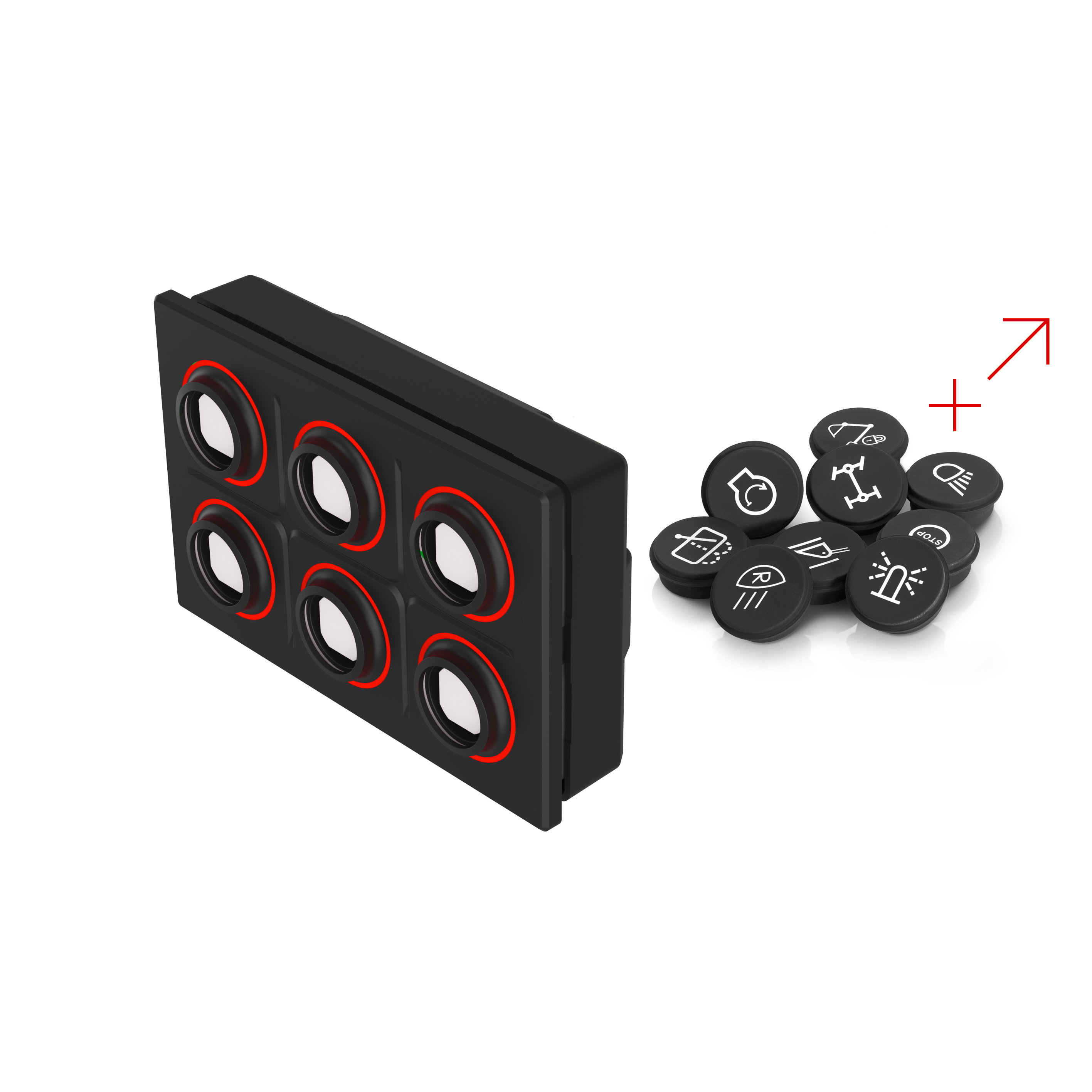 09-0075.3132 用于符号配置的坚固键盘, 107.1 mm x 68.8 mm, 矩形, Würth Elektronik WR-MPC3, 16 Pins, 无符号, BASIC (Hardwired, Red LED)