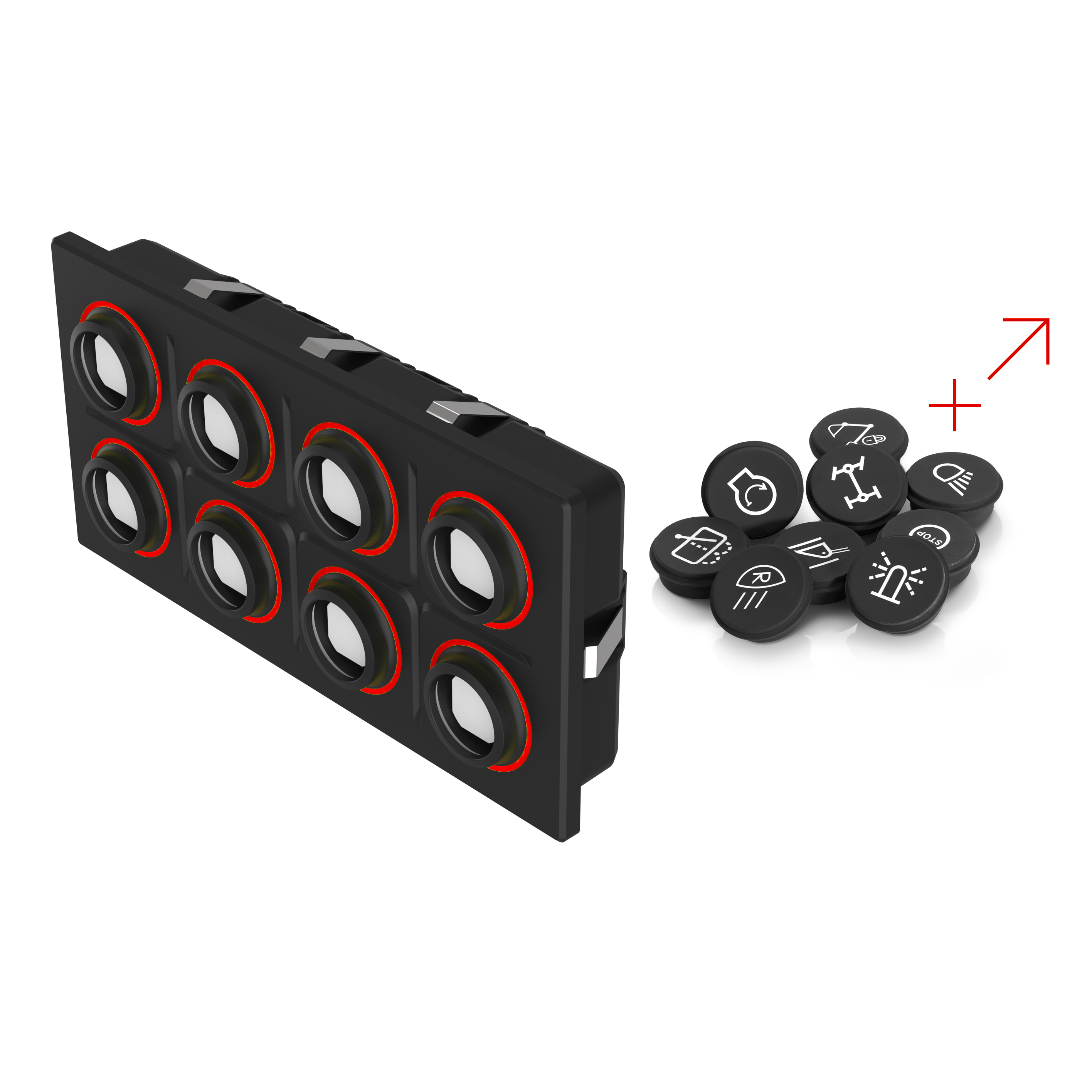 09-0075.5332 用于符号配置的坚固键盘, 142.64 mm x 68.8 mm, 矩形, Würth Elektronik WR-MPC3, 20 Pins, 无符号, BASIC (Hardwired, Red LED)