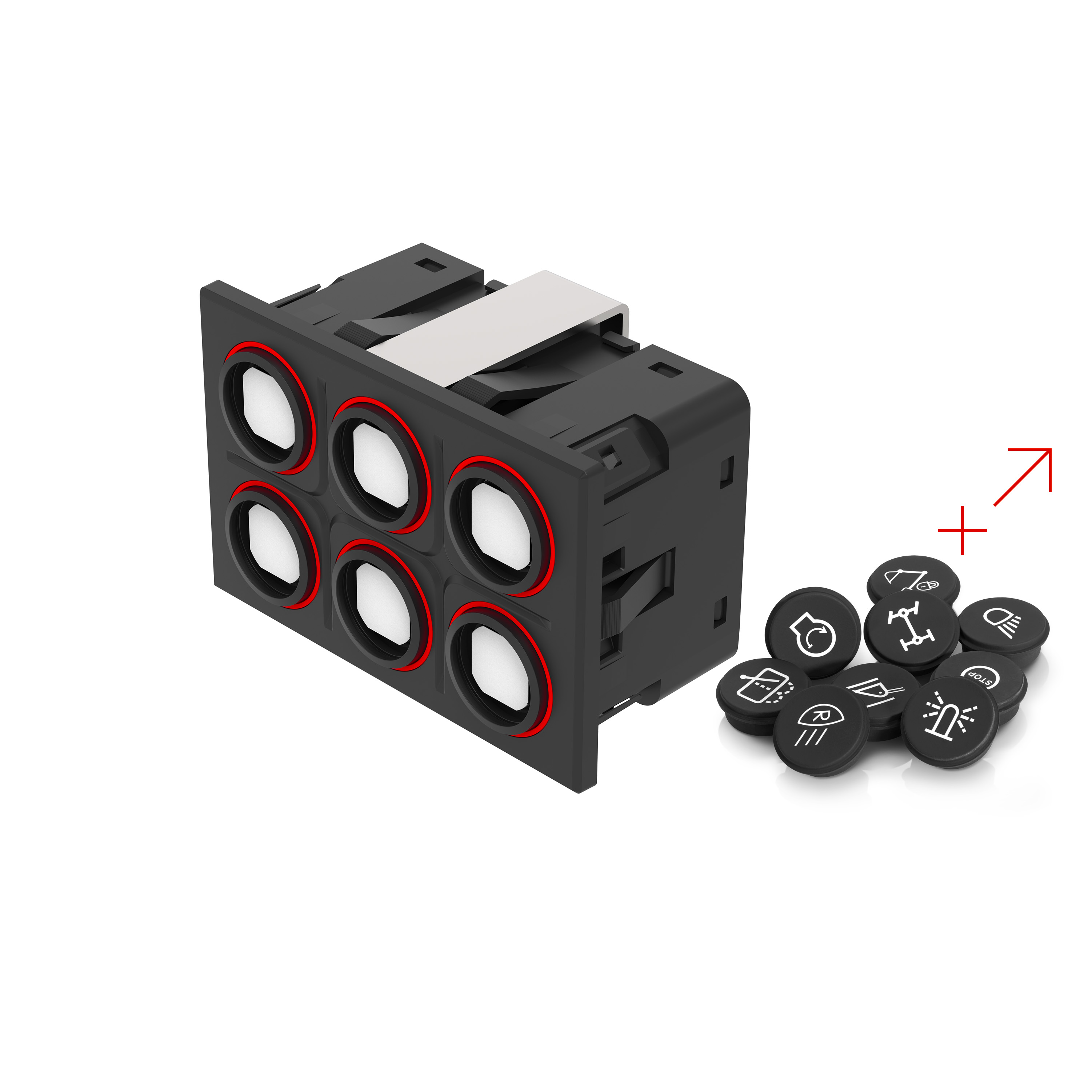 09-0177.4142 用于符号配置的机舱内键盘, 80.2 mm x 52.7 mm, 矩形, TE 8P-1745000-3, 无符号, BASIC (Hardwired, Red LED)