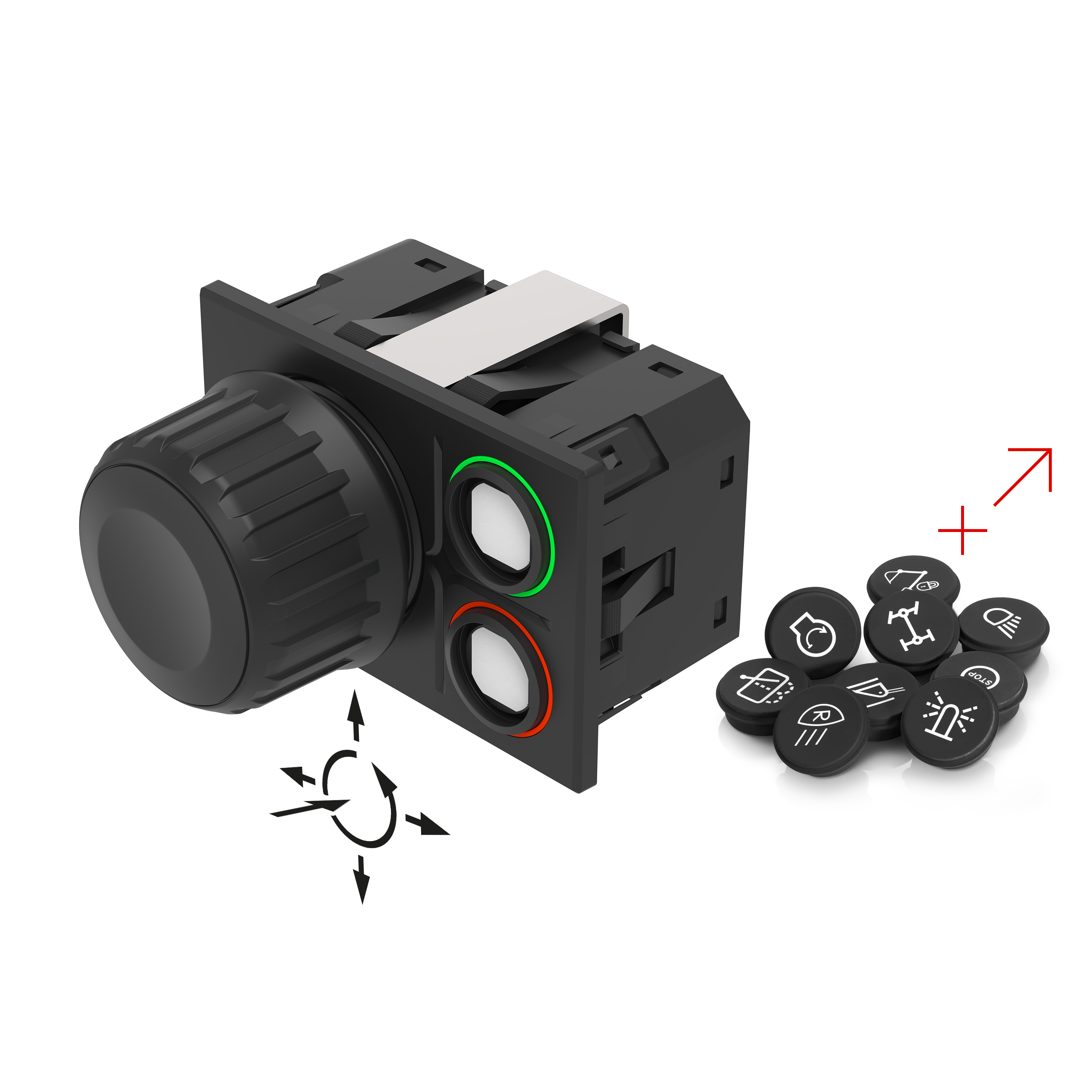 09-1117.2211 用于符号配置的机舱内键盘, 80.2 mm x 52.7 mm, 矩形, TE 8P-1745000-3, 无符号, SUPER (CAN, RGB LED)