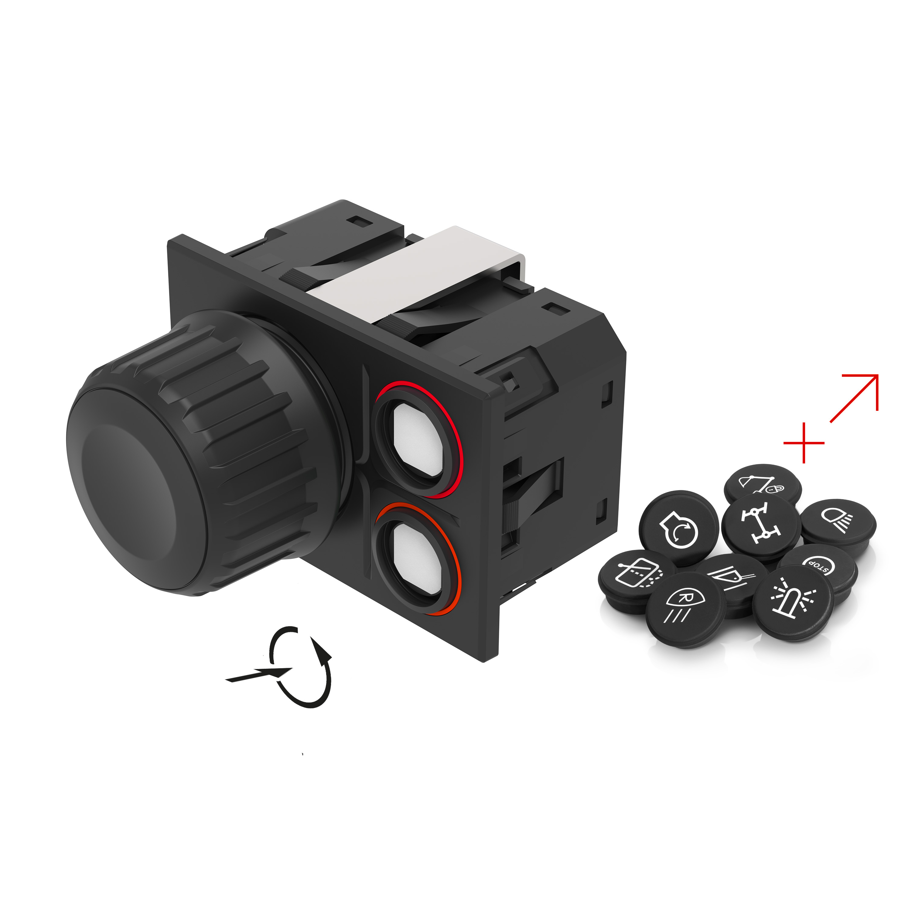 09-3117.2211 用于符号配置的机舱内键盘, 80.2 mm x 52.7 mm, 矩形, TE 8P-1745000-3, 无符号, SUPER (CAN, RGB LED)