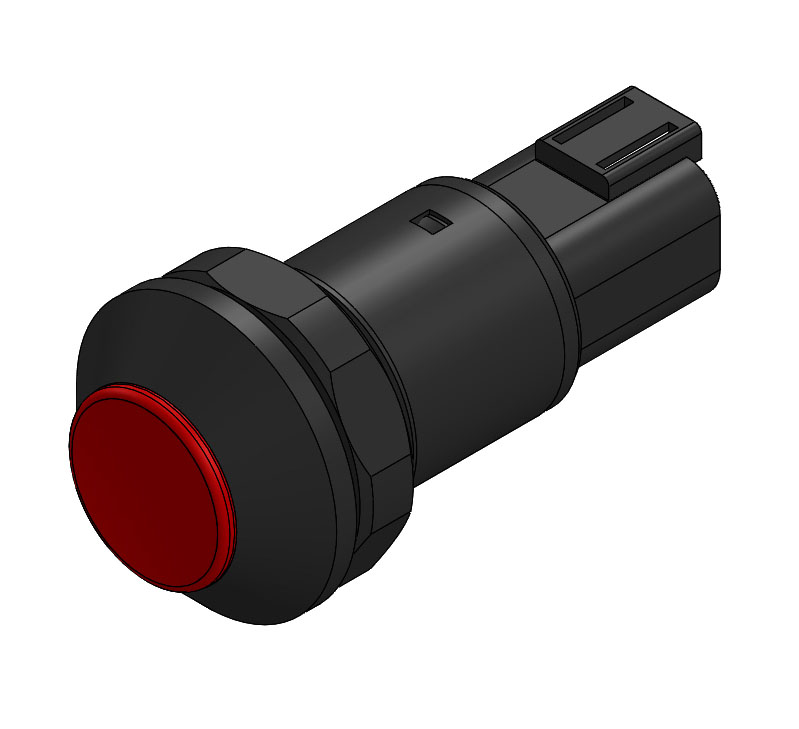 09-RS.2101.2000.M000 Rugged Outdoor Switch, Momentary, 48 V DC @ 0,5 A, 12 - 48 V DC, 1 NO, TE DEUTSCH, Round, Plastic, No Symbol, Red