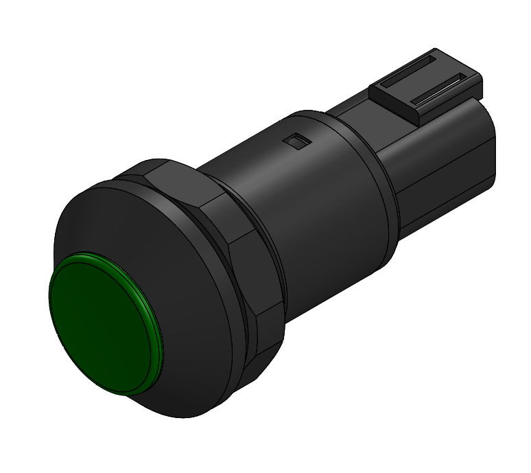 09-RS.2101.5000.M000 Rugged Outdoor Switch, Momentary, 48 V DC @ 0,5 A, 12 - 48 V DC, 1 NO, TE DEUTSCH, Round, Plastic, No Symbol, Light green