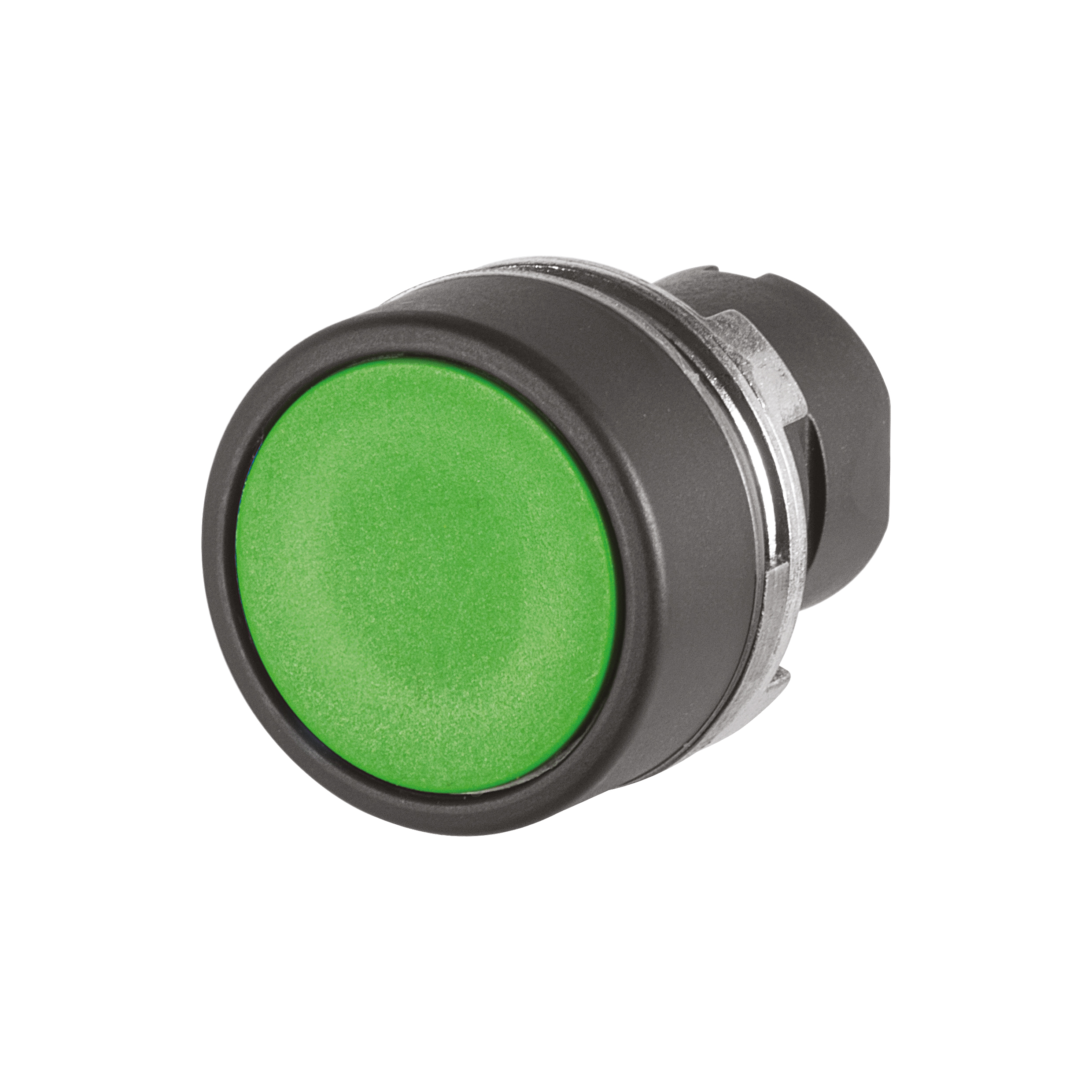46-2131.1150.000 Actuator, Ø 22.3 mm, Ø 29 mm, Flush, Non illuminated, Green, Plastic, opaque, Round, Black, Plastic, Momentary, IP65, IK03