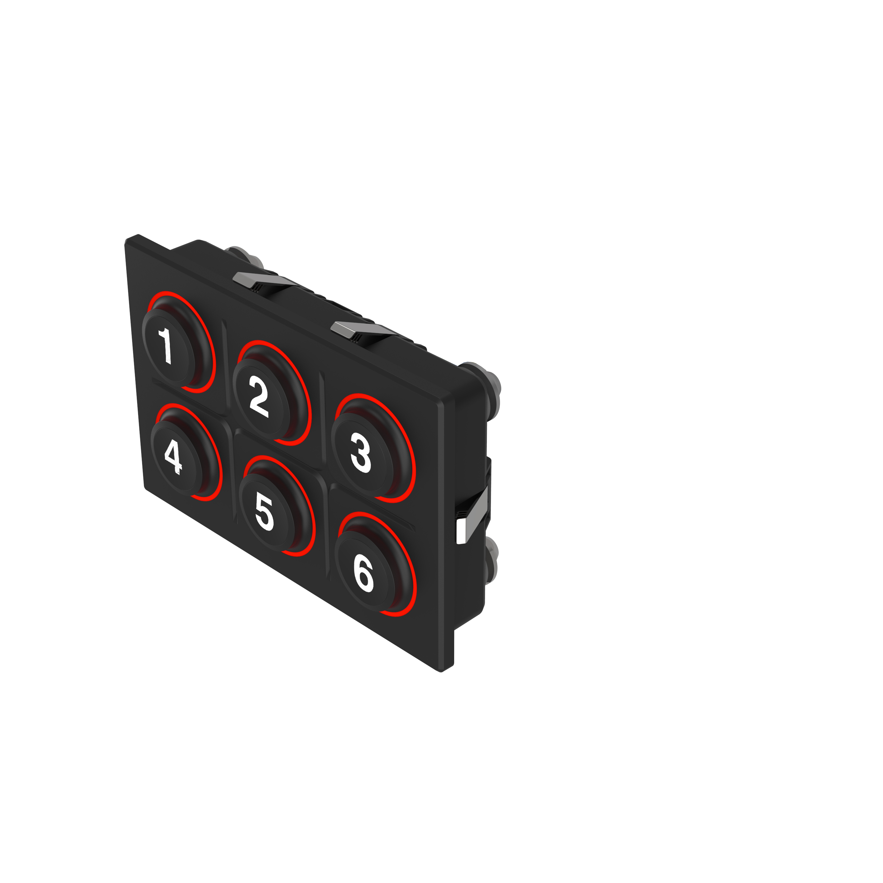K09-00.000009 坚固型键盘(完整）, 6PB, 18 - 32 V DC, Würth Elektronik WR-MPC3, 16 Pins, 矩形, 1-6号, BASIC (Hardwired, Red LED)