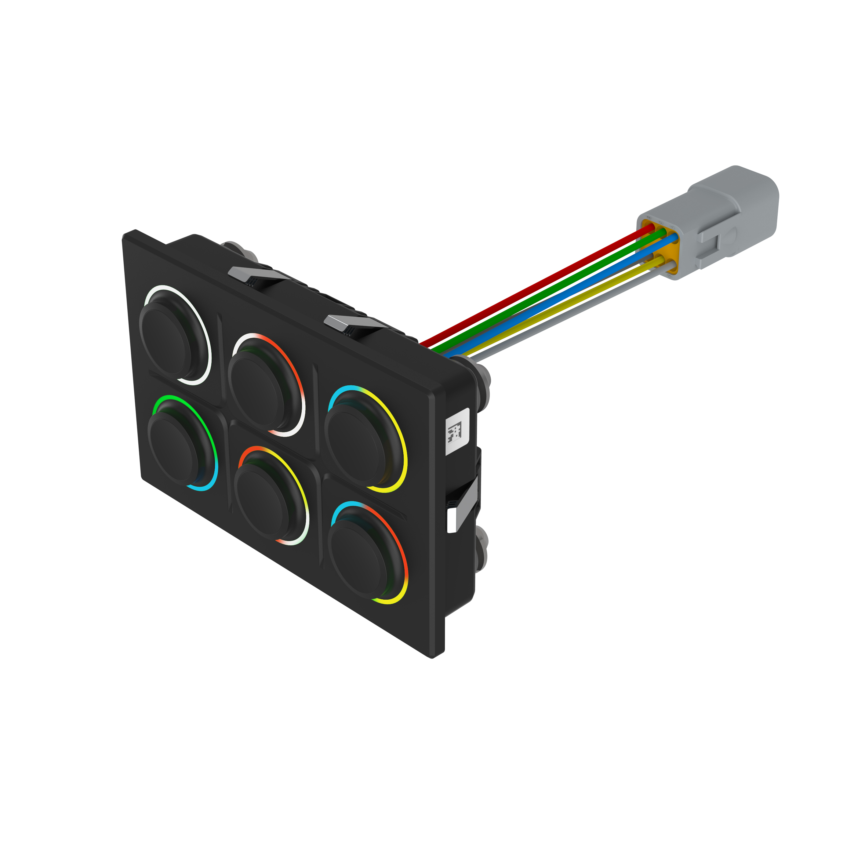 K09-00.000012 坚固型键盘(完整）, 6PB, 8 - 32 V DC, Deutsch DT04-6P, 矩形, 无符号, SUPER (CAN, RGB LED)