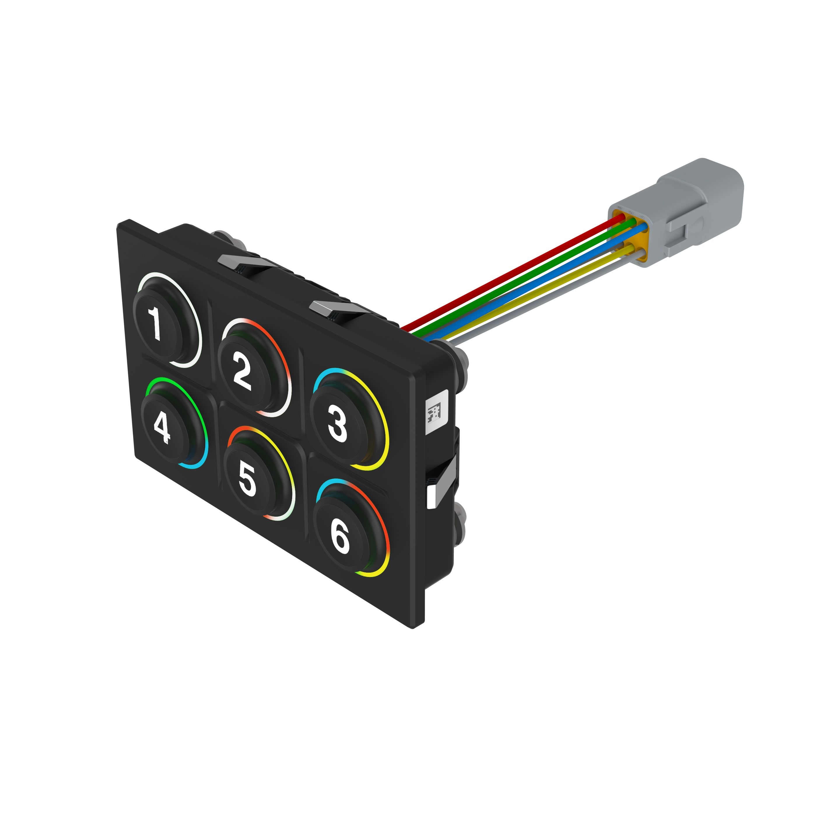 K09-00.000013 坚固型键盘(完整）, 6PB, 8 - 32 V DC, Deutsch DT04-6P, 矩形, 1-6号, SUPER (CAN, RGB LED)