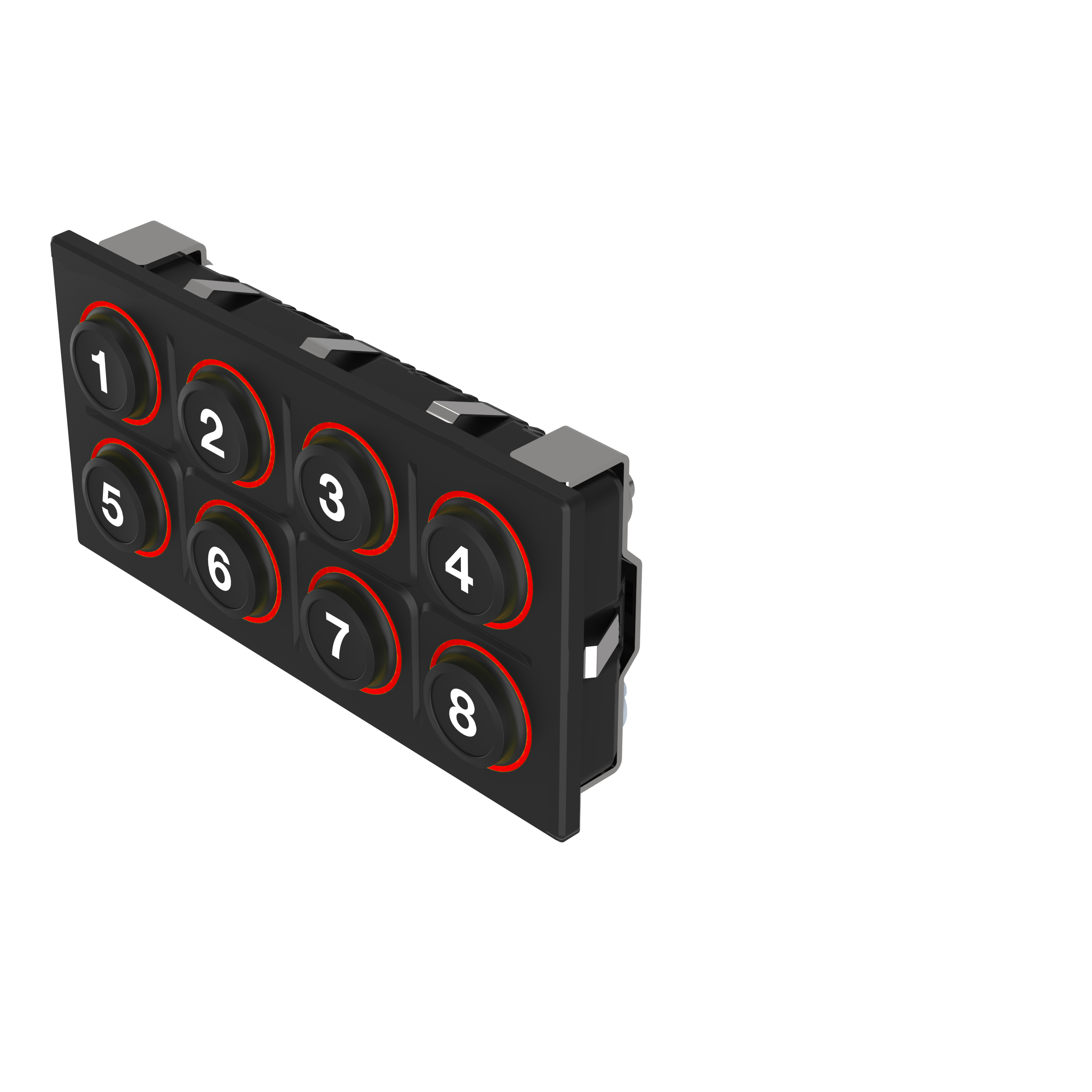 K09-00.000037 坚固型键盘(完整）, 8PB, 8 - 18 V DC, Würth Elektronik WR-MPC3, 20 Pins, 矩形, 1-8号, BASIC (Hardwired, Red LED)