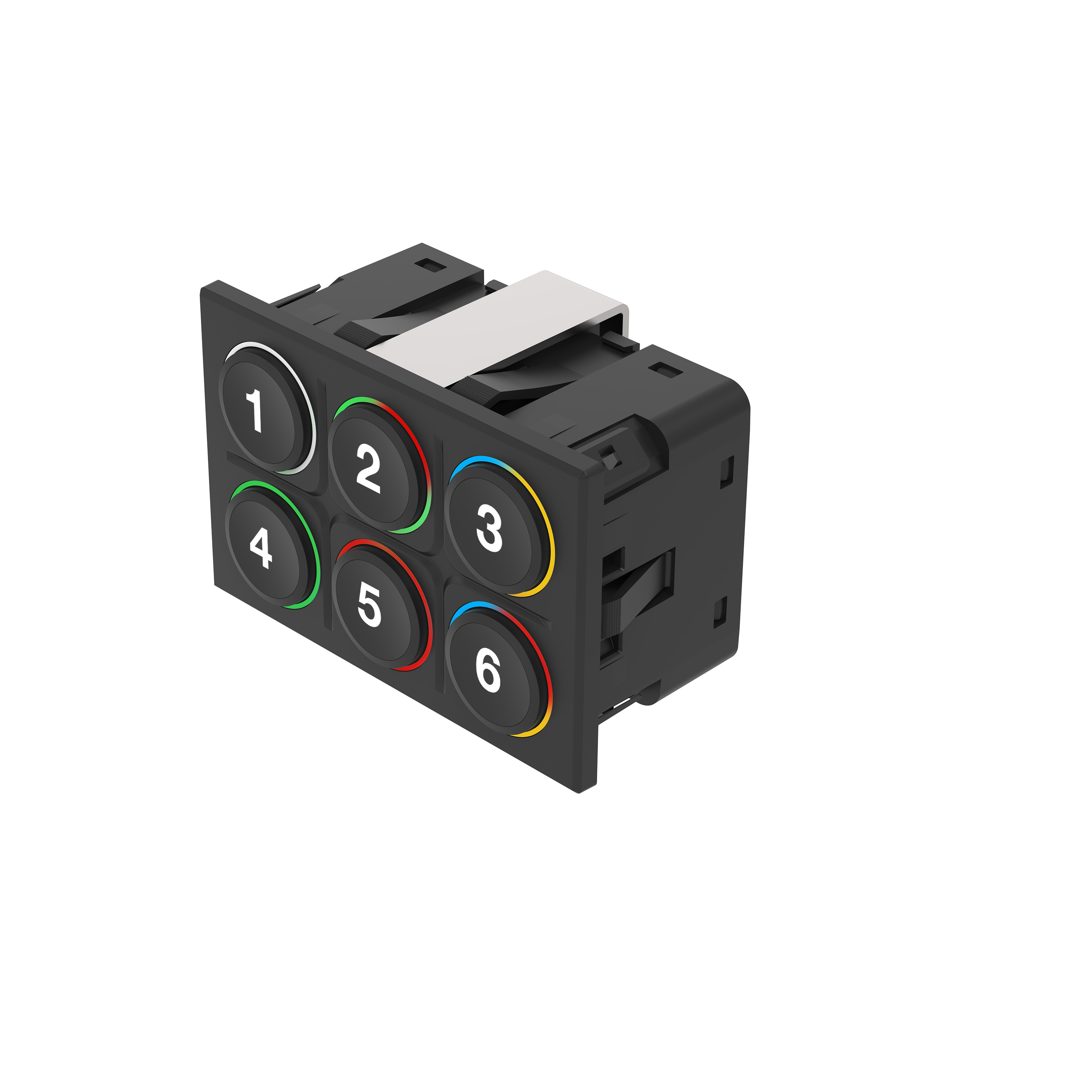K09-01.000005 In-Cabin Keypads komplett, 8 - 32 V DC, TE 8P-1745000-3, rechteckig, Nummer 1-6, SUPER (CAN, RGB LED)